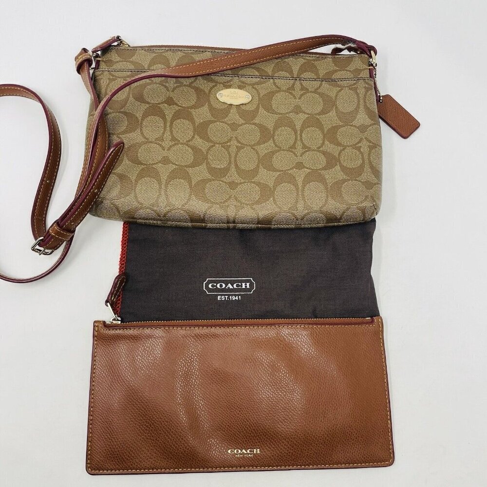 Coach F52657 Signature Crossbody Logo Purse with Removable Pouch in Brown $225‎